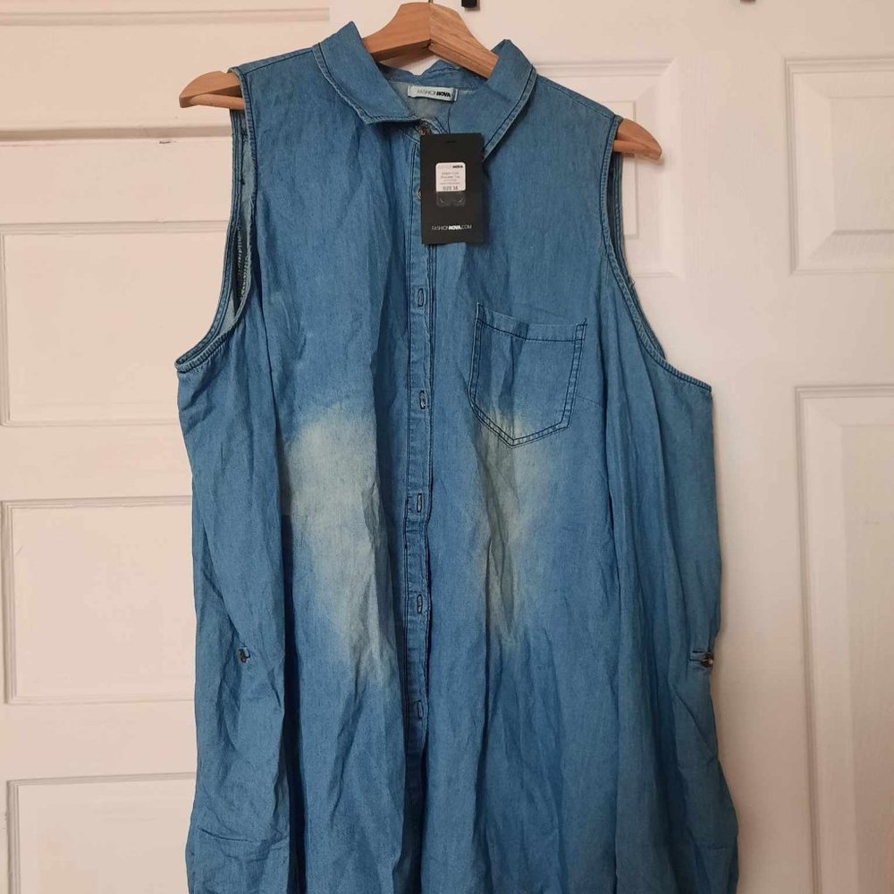 Fashion Nova denim cold shoulder top